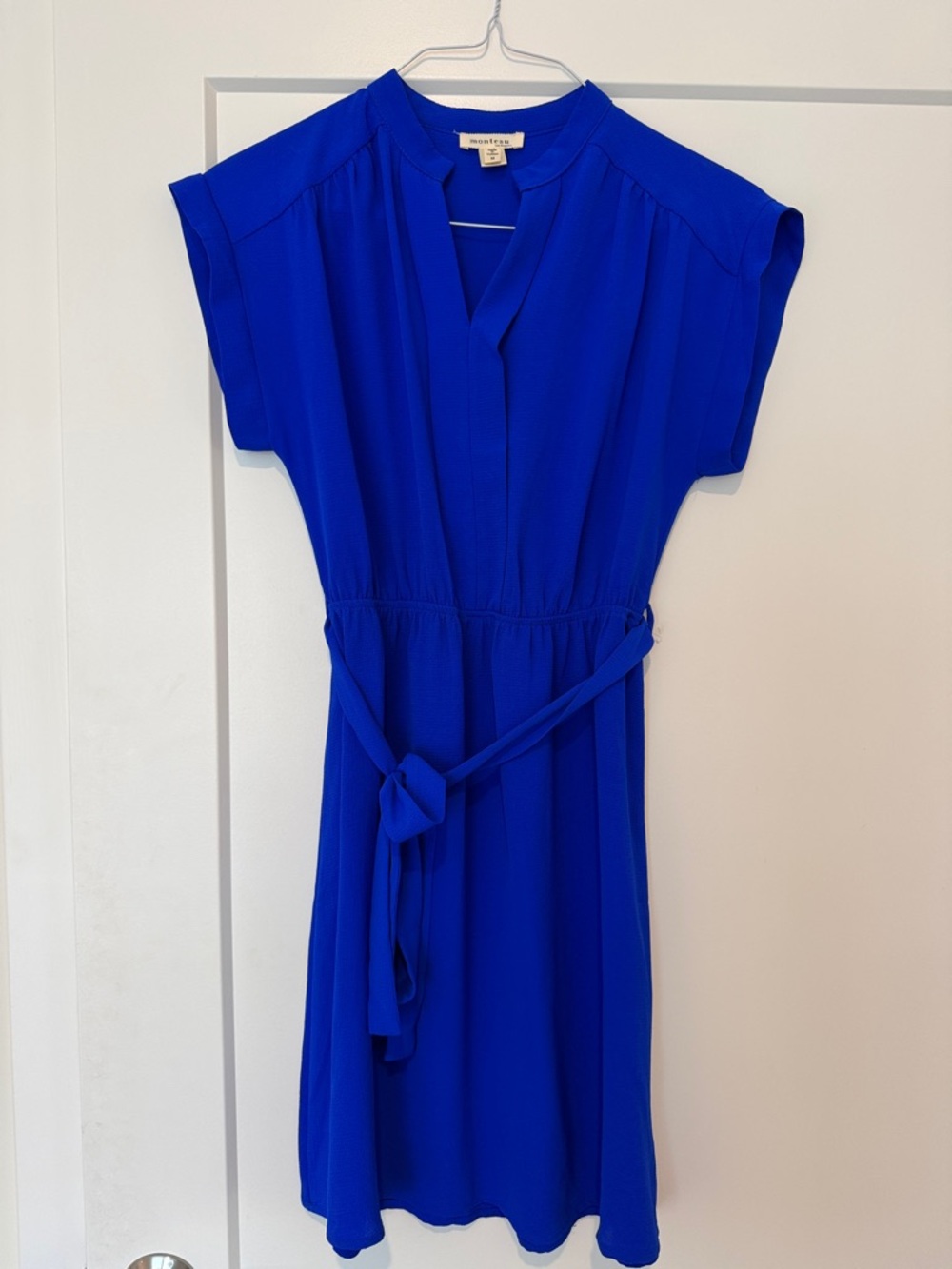 Monteau Bright Cobalt Blue Tie-Waist Midi Dress